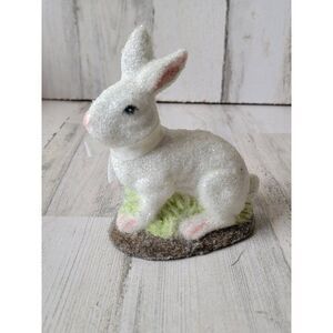 SCF Easter bunny microbead figure grass rabbit white